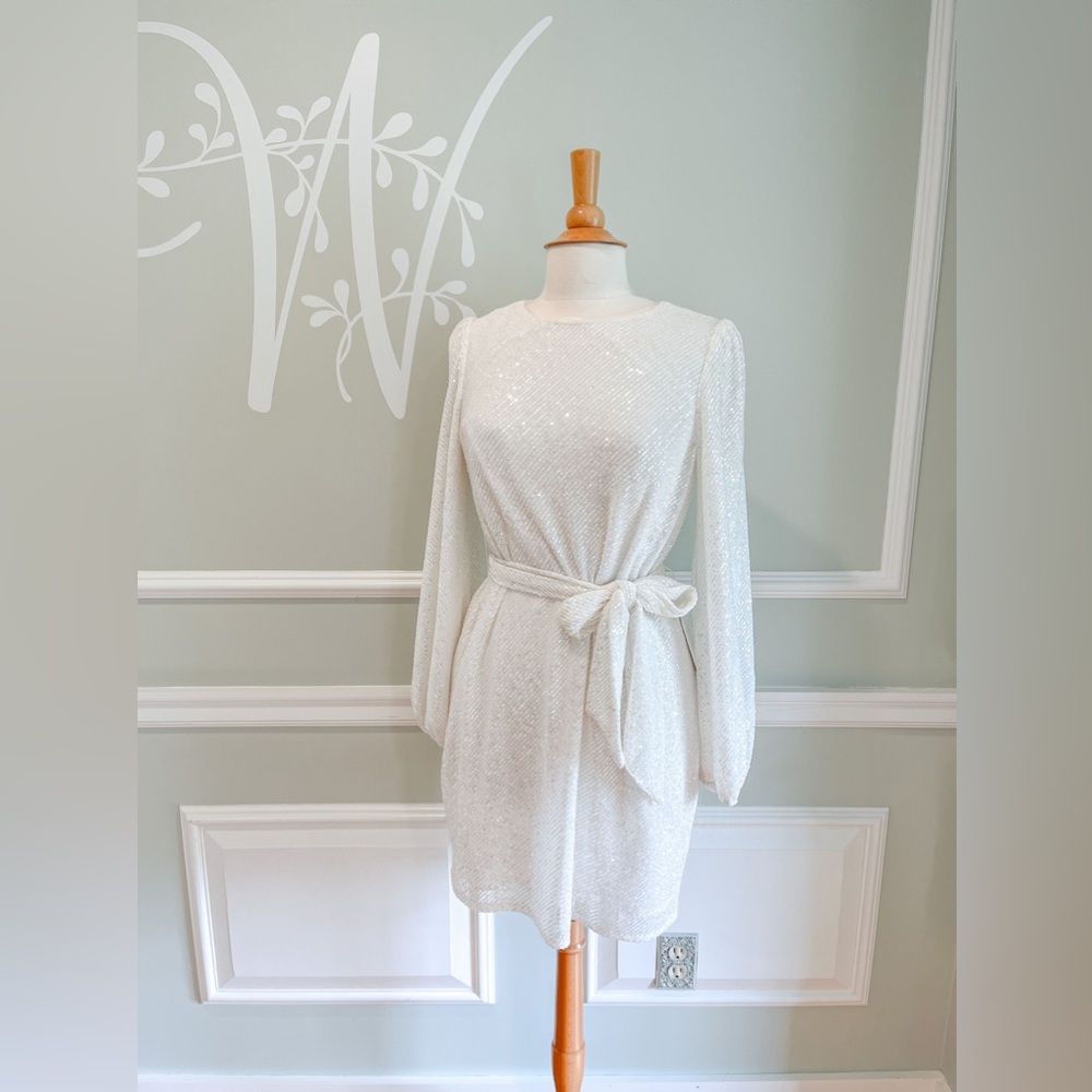 Jenny Yoo Angie Dress in White Sequin